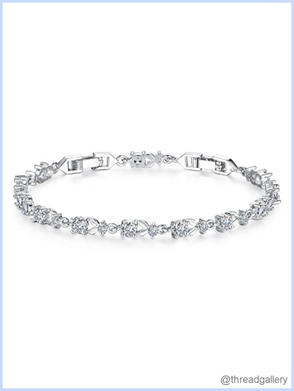 White Gold Plated 3mm CZ Tennis Bracelet 7.5 Inch Classic Wedding